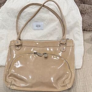 Prune Glossy Tan Shoulder Bag